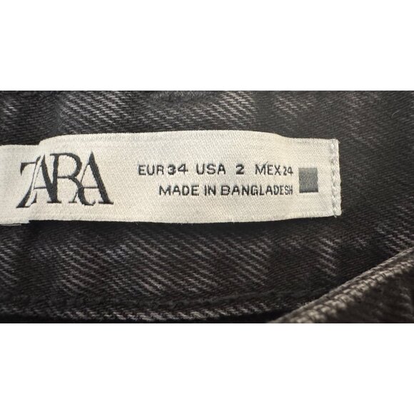 ZARA Size 2 Black High-Waisted Denim Shorts - Picture 3 of 14